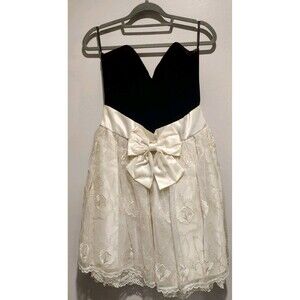Vintage Scott McClintock Strapless Velvet Corset Lace & Sequin Mini Dress Sz 14